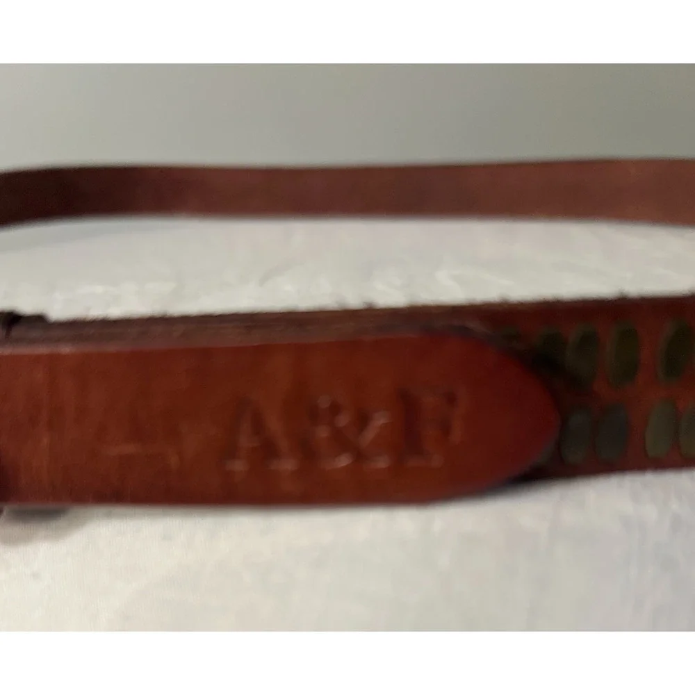 Abercrombie Fitch Womens Leather Belt Size XS Dark Tan Brass Single Loop Boho
